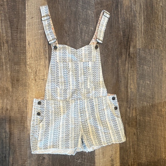 Element Pants - Element Blue & Cream Patterned Short Overalls(runs small)